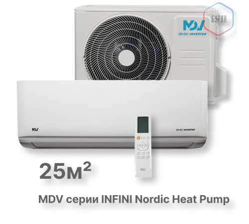 Инверторная сплит-система MDV серия INFINI Nordic Heat Pump MDSAN-09HRFN8 / MDOAN-09HFN8 Инверторная сплит-система MDV серия INFINI Nordic Heat Pump MDSAN-09HRFN8 / MDOAN-09HFN8